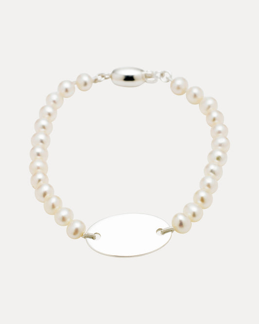 STERLING SILVER PEARL BABY ID BRACELET