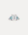 18CT EMERALD CUT DIAMOND & PARAIBA TOURMALINE BESPOKE RING