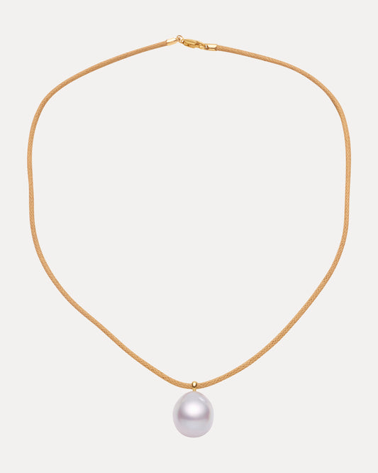 9CT SOUTH SEA PEARL LEATHER NECKLACE