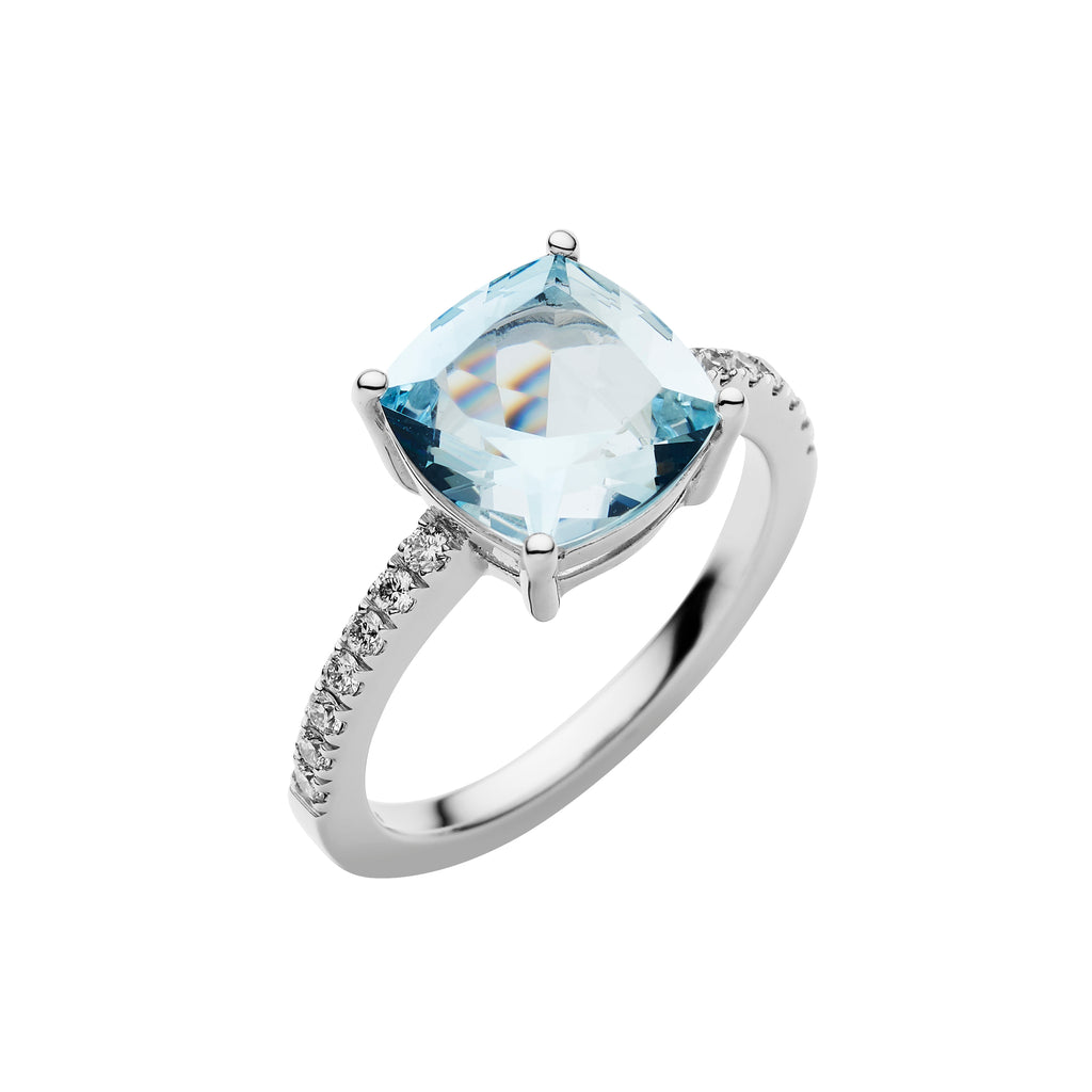18CT AQUAMARINE AND DIAMOND KAARINA RING | Jan Logan Fine Jewellery